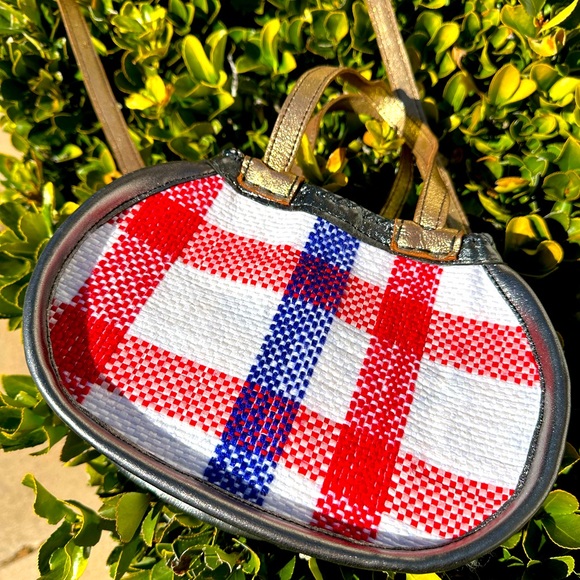 En Shalla Recycled Shopping Bag & Metallic Leather Purse Convertible Crossbody - Picture 1 of 8